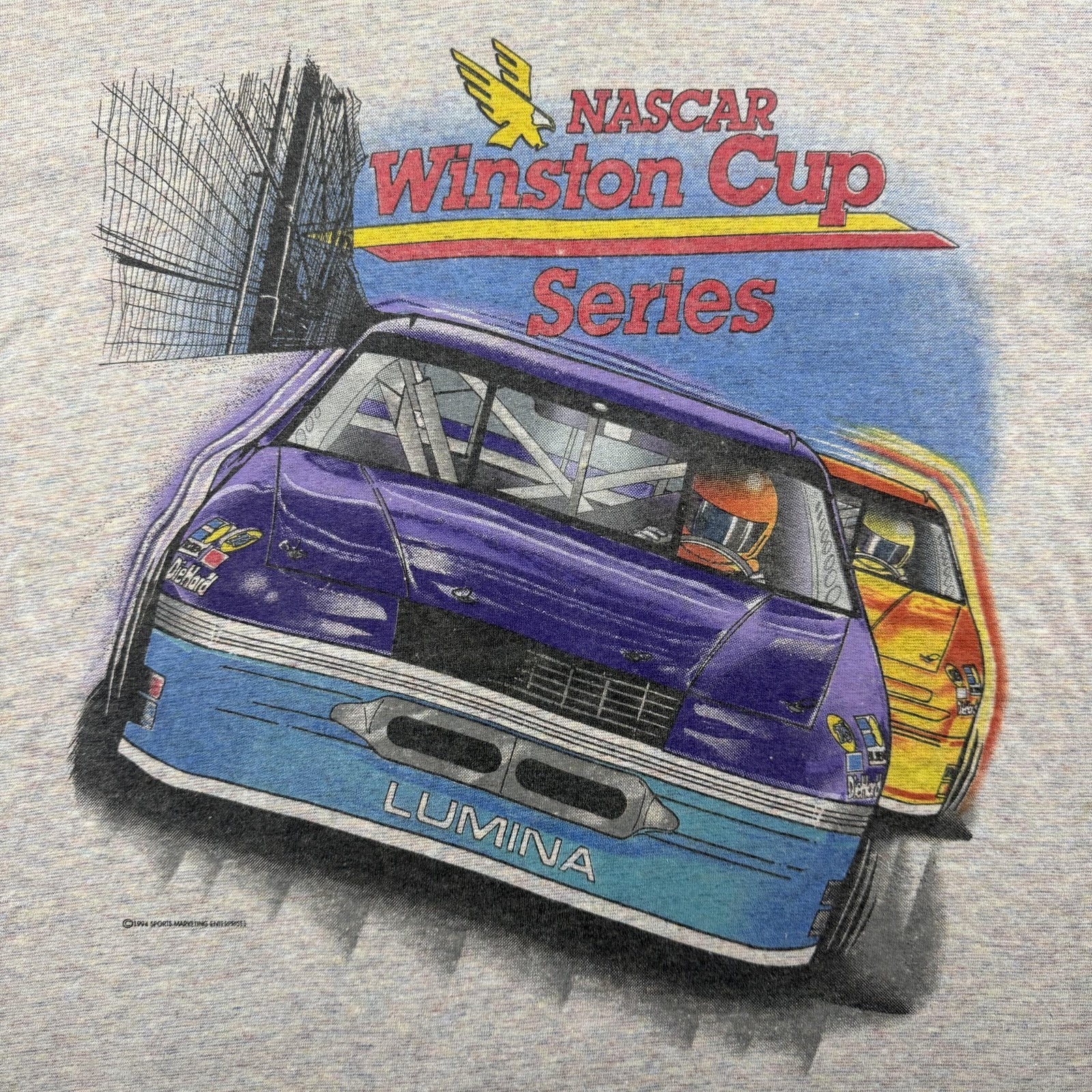 Vintage Winston Cup Racing Shirt Mens Large Gray Brickyard 400 Indy Cal Cru 90s